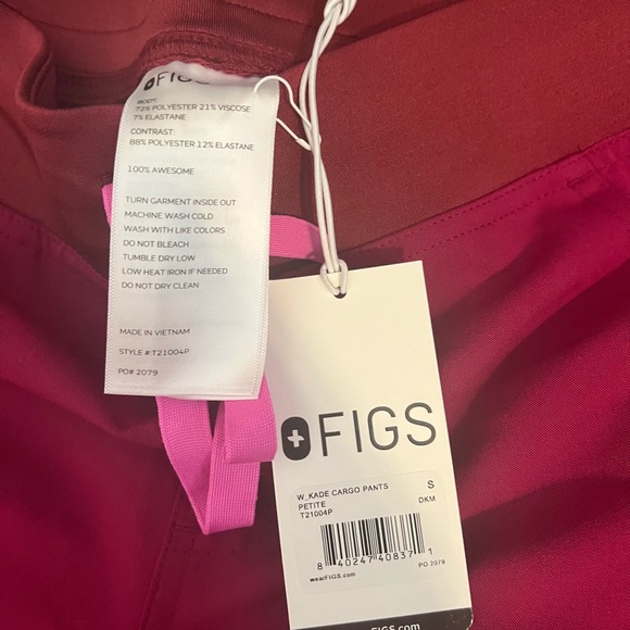 Figs Pants & Jumpsuits Nwt Figs Dark Magenta Kade Cargo Petite Scrub Pants Poshmark